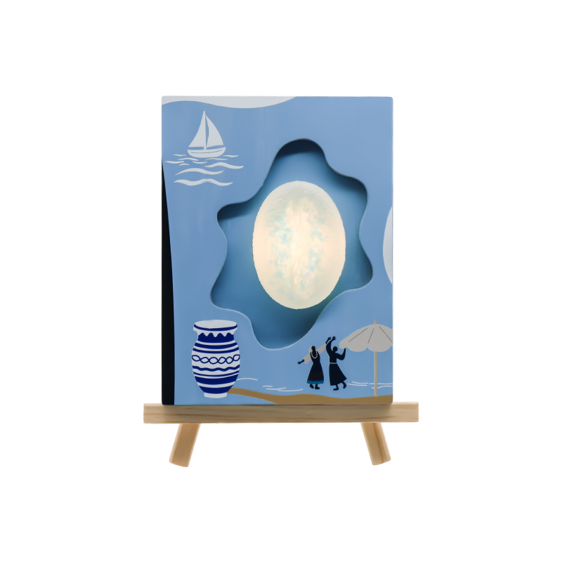 Ocean Wind Turing Coffee Bean Relief Puinen taidelamppu-Love of Love Sea